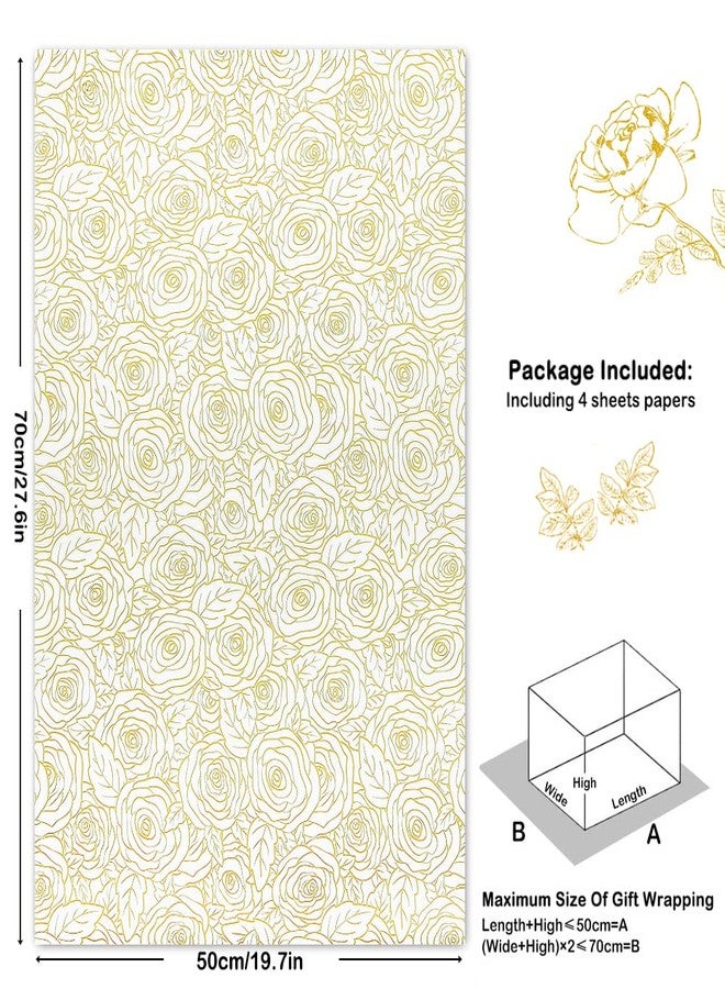 Boerni Rose Wrapping Paper On White Gift Wrapping Paper 4 Sheets Folded Flat 20x30 Inches Per Sheet, Flower Gift Wrap for Wedding, Birthday, Bridal Showers,Mother's Day, Valentine's Day Holiday Christening and More Occasion - Image 3
